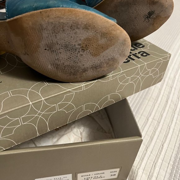 Coque Terra Slouchy Peep Toe Heel Size Size EU 38 Teal Blue Leather - Picture 4 of 4